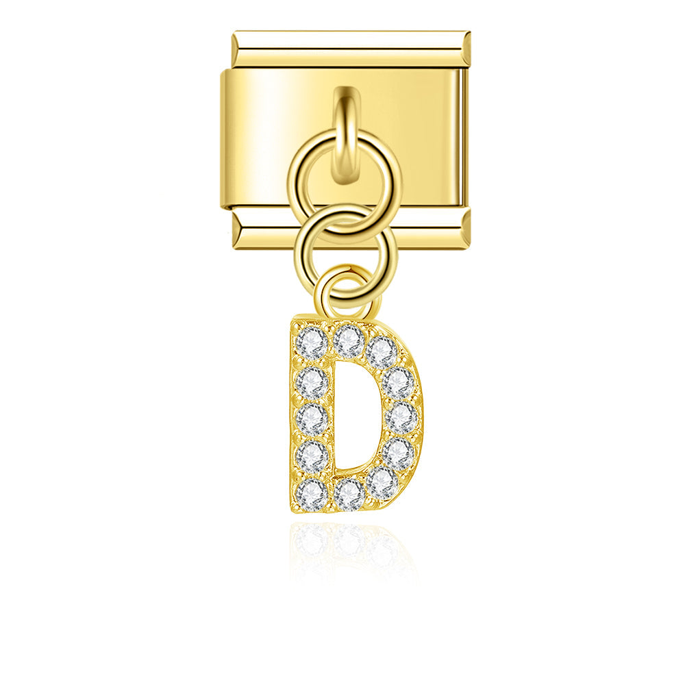 Glitter D Pendant Charm