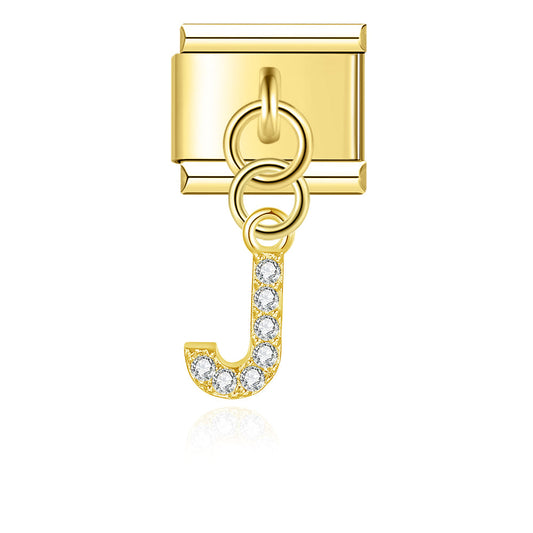 Glitter J Pendant Charm