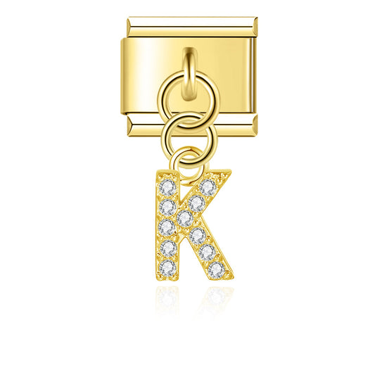 Glitter K Pendant Charm