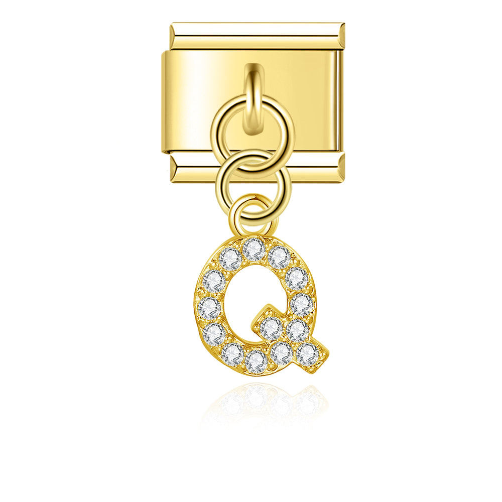 Glitter Q Pendant Charm
