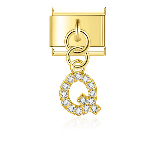 Glitter Q Pendant Charm