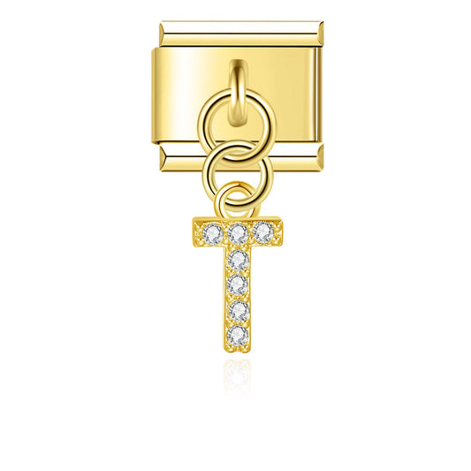 Glitter T Pendant Charm