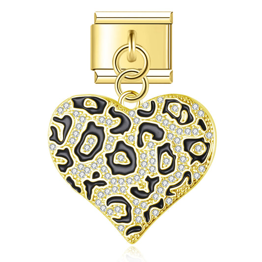 Heart Leopard Print Charm