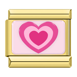Pink Heart on Gold Charm