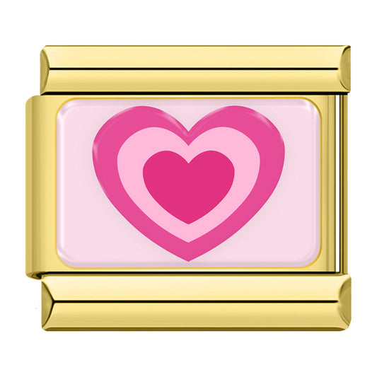 Pink Heart on Gold Charm