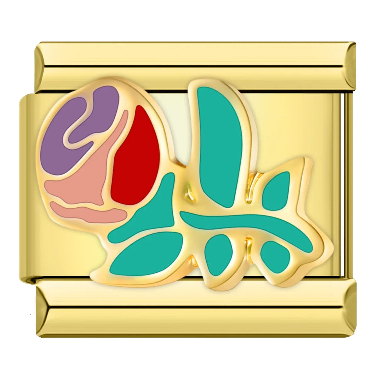 Rose on Gold Charm
