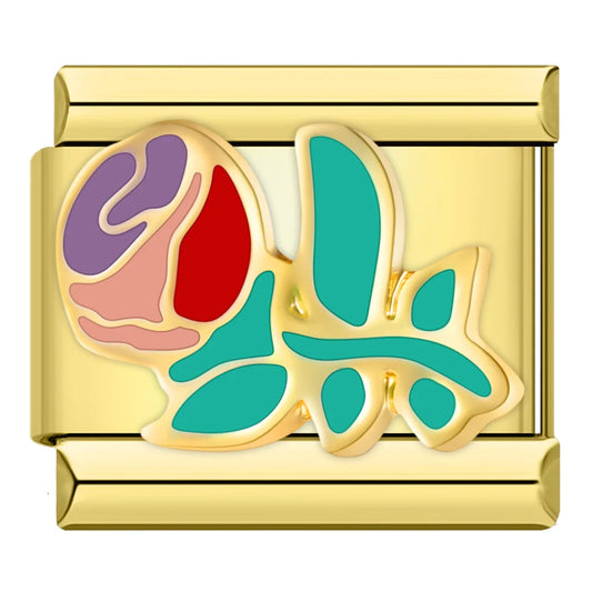 Rose on Gold Charm