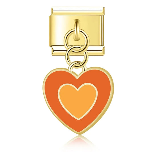 Orange Heart Pendant Charm