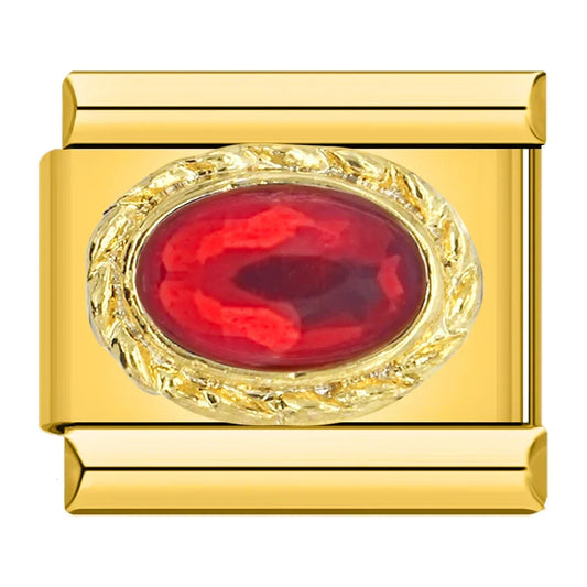 Red Stone on Gold Charm