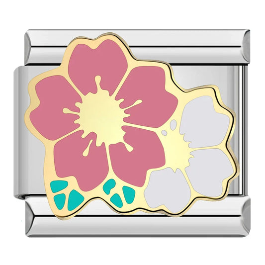 Pink White Flower Charm