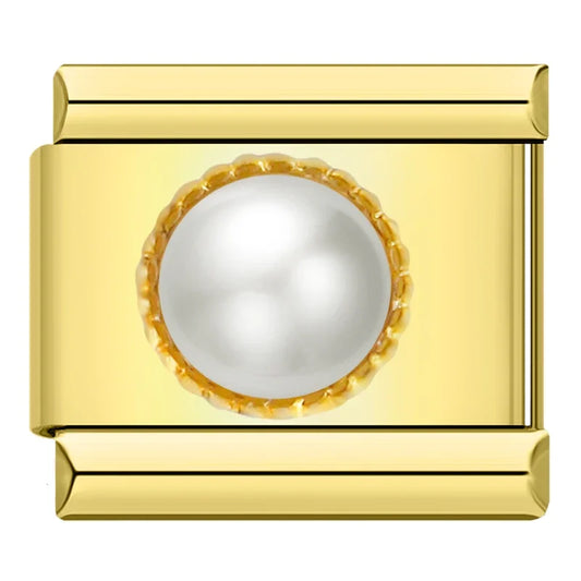 White Pearl on Gold Charm