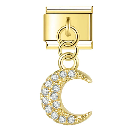 Hanging Glitter Moon Charm