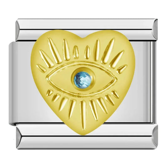 Golden Eye Heart Charm