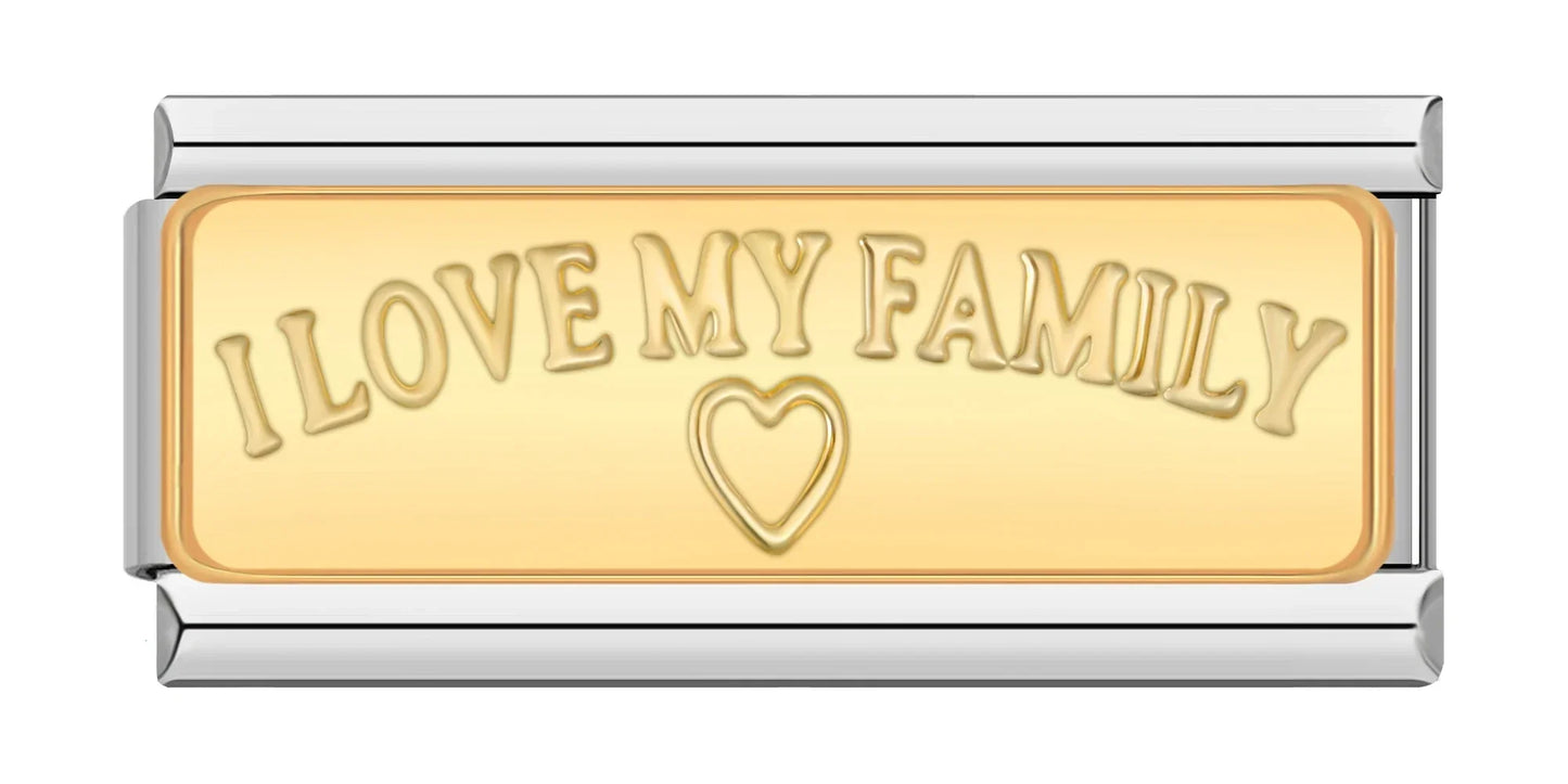 Double I Love My Family Charm