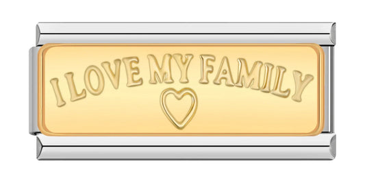 Double I Love My Family Charm