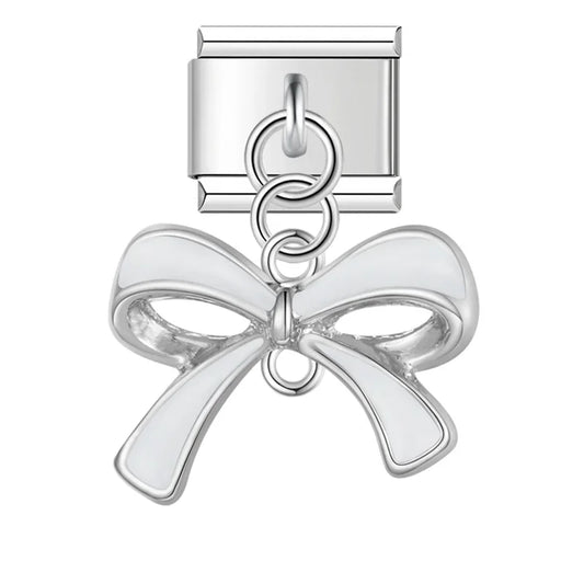White Ribbon Pendant Charm