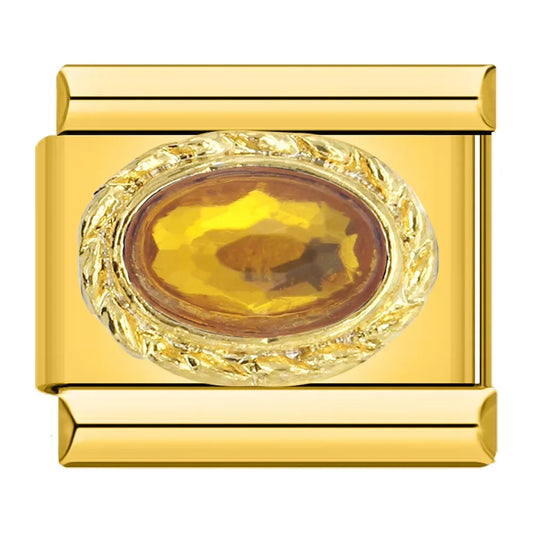 Orange Stone on Gold Charm