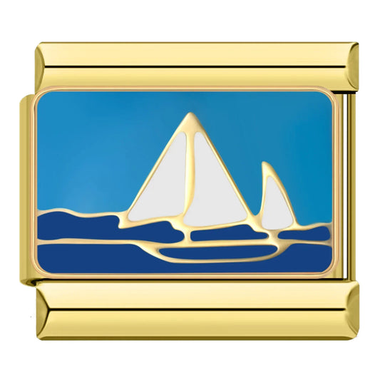 Sailboat on Gold Charm
