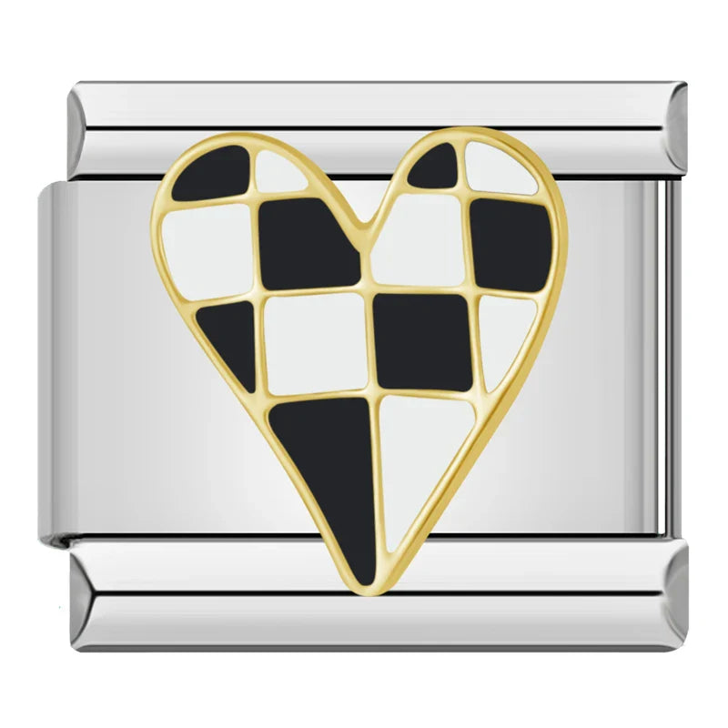 Checkered Heart Charm