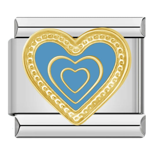 Gold Blue Heart Charm
