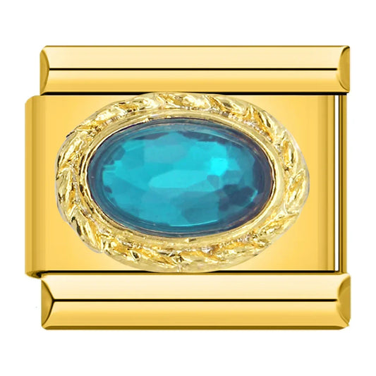 Blue Stone on Gold Charm