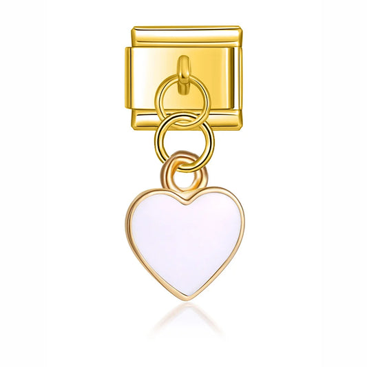 Hanging White Heart Charm