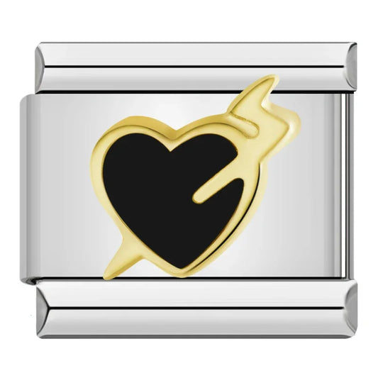 Black Heart with Lightning Charm