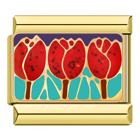 Tulips on Gold Charm
