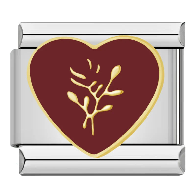 Red Golden Heart Charm