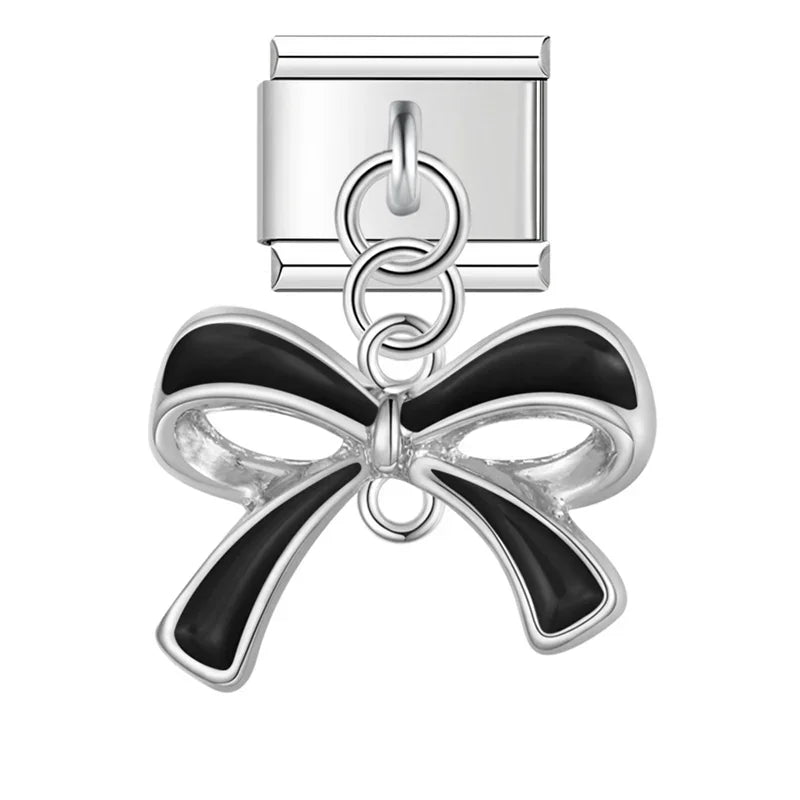 Black Ribbon Pendant Charm
