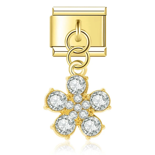 Hanging Glitter Flower Charm