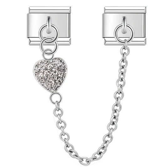 Double Charm with Chain and Heart Charm