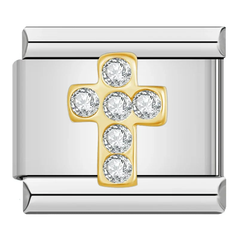 Golden Glitter Cross Charm