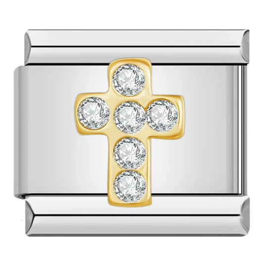 Golden Glitter Cross Charm