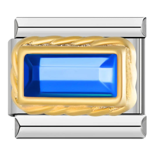 Blue Stone with Gold Frame Charm