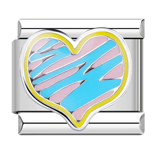 Pink Blue Heart Charm