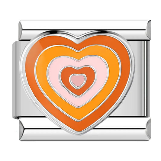 Orange Pink Heart Charm