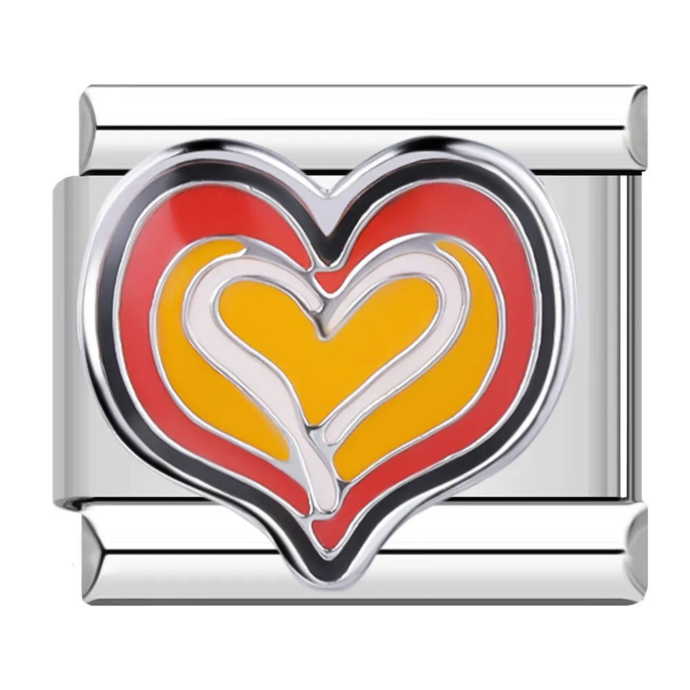 Yellow Red Heart Charm