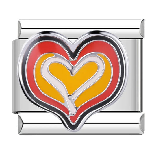 Yellow Red Heart Charm