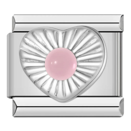 Pink Stone on Silver Heart Charm