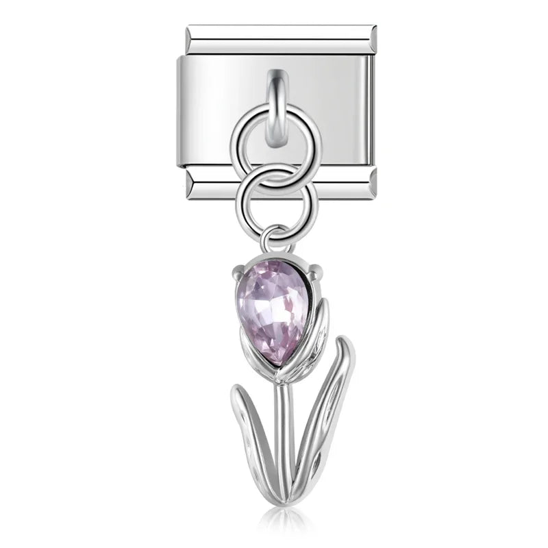 Purple Tulip Pendant Charm
