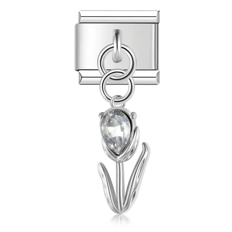 Silver Tulip Pendant Charm