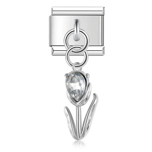 Silver Tulip Pendant Charm