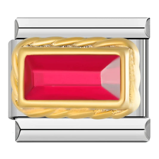 Red Stone with Gold Frame Charm