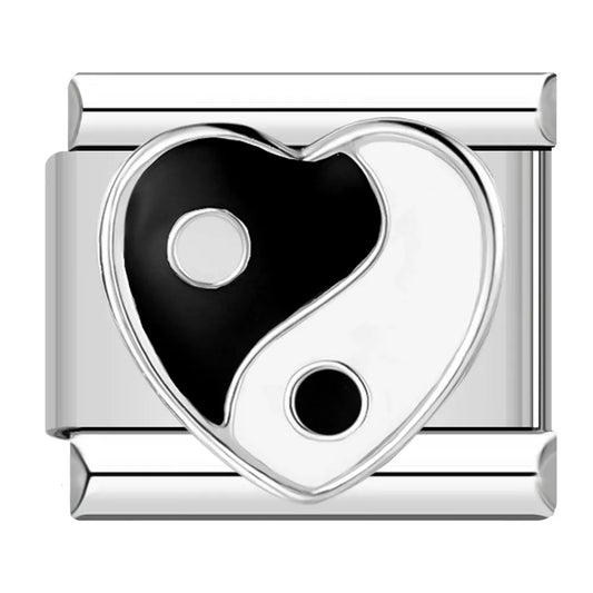 Black White Heart Charm